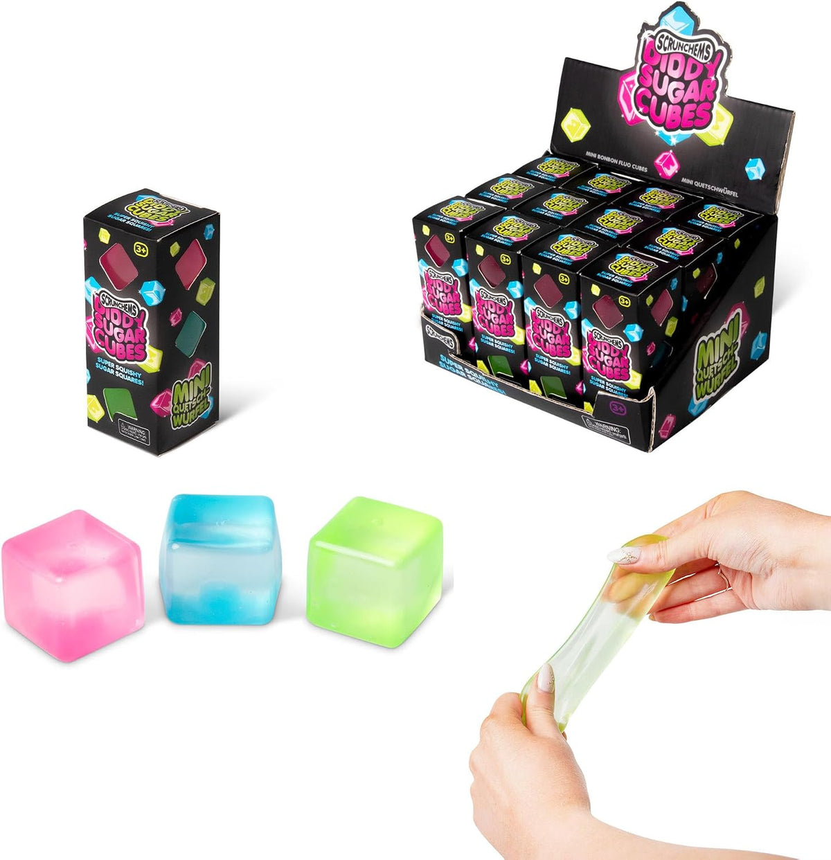 Scrunchems Mini Sugar Cubes super-squishy sensory toy three pack