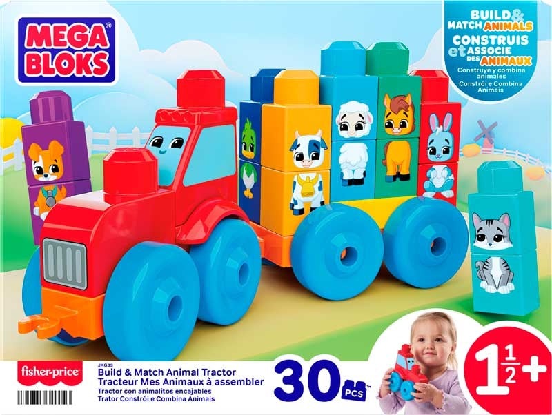 MEGA BLOKS Build & Match Animal Tractor – 30 Pieces