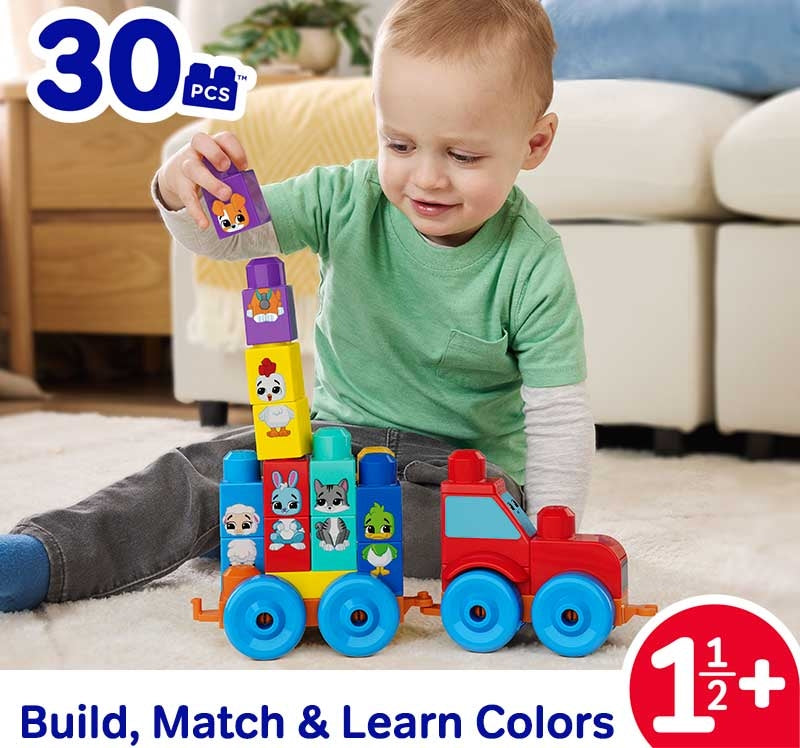 MEGA BLOKS Build & Match Animal Tractor – 30 Pieces